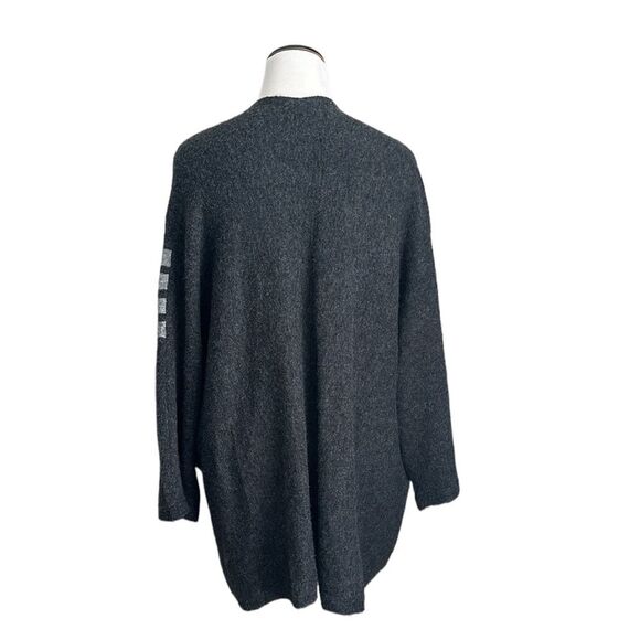 Veveret Women’s Wool Blend Grey Striped Open Front Pockets Cardigan Sweater M/L - Picture 2 of 13